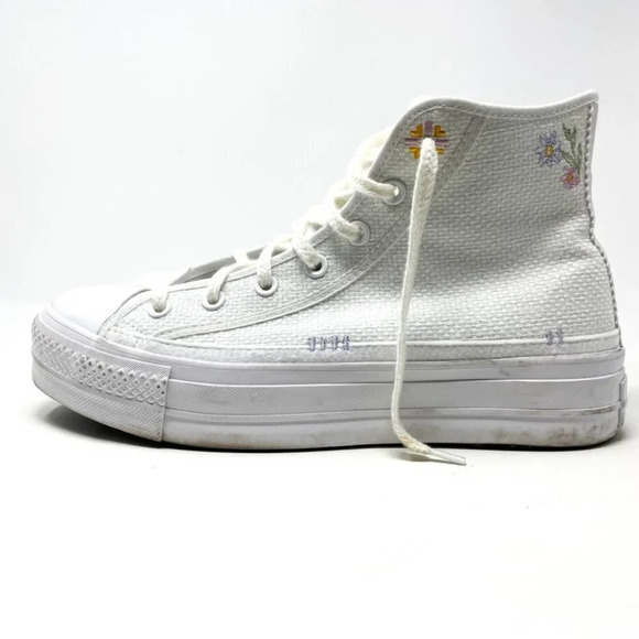 Converse Chuck Taylor All Star Lift Embroidery Hightop Platform Sneakers Sz 10.5 - Picture 11 of 16